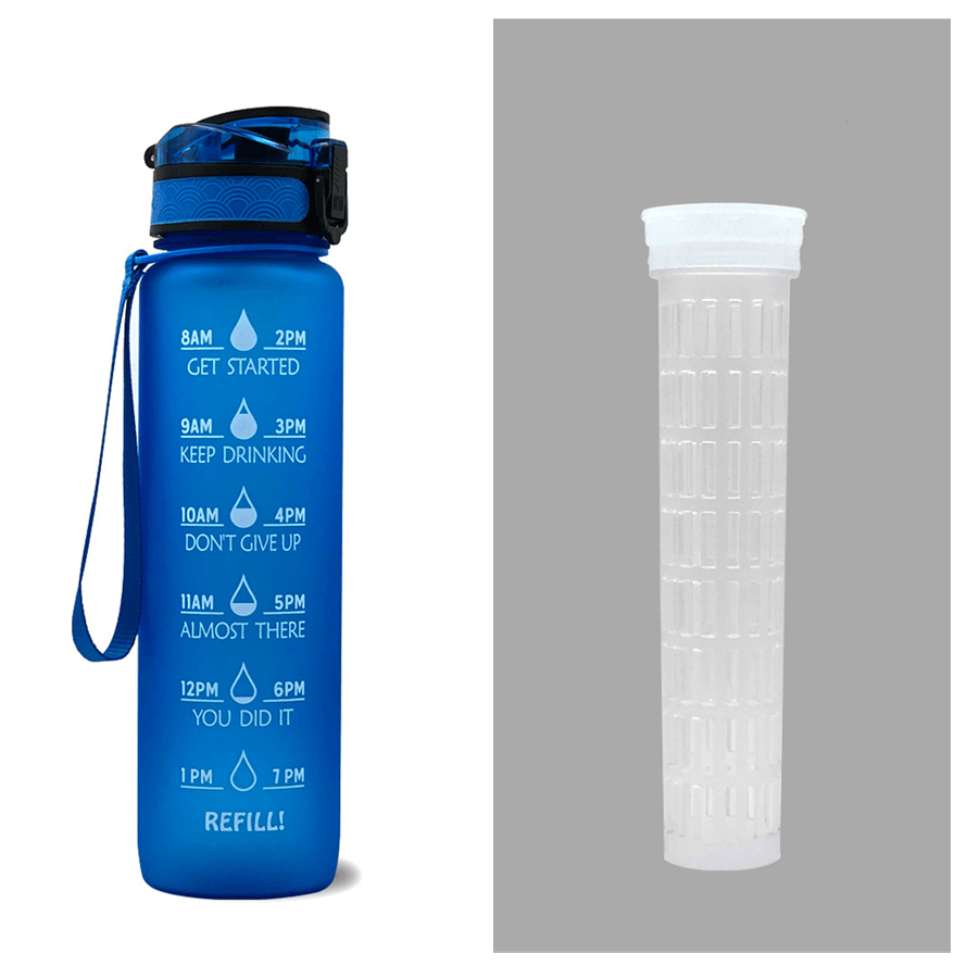 1L Tritan Water Bottle With Time Marker Bounce Cover Motivational Water Bottle Cycling Leakproof Cup For Sports Fitness Bottles - Miami beauty1