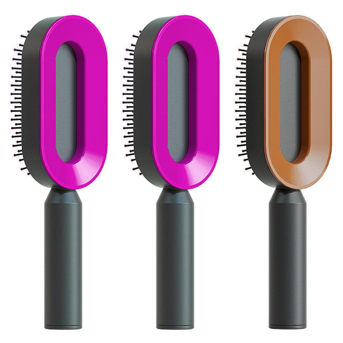 Self Cleaning Hair Brush For Women One-key Cleaning Hair Loss Airbag Massage Scalp Comb Anti-Static Hairbrush - Miami beauty1