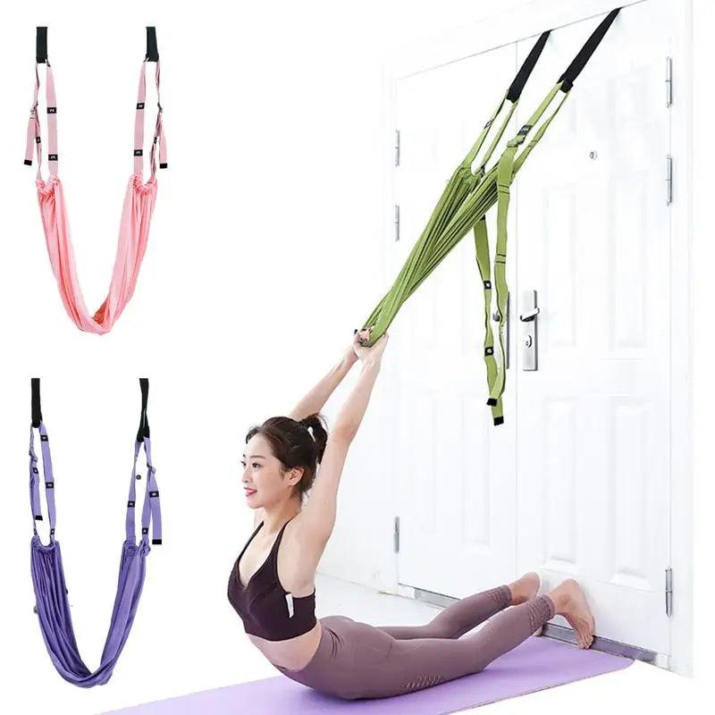 Adjustable Aerial Yoga Strap Elastic Stretch Door Hanging Yoga Belts Hammock Swing Aerial Yoga Rope Fitness Device For Women - Miami beauty1