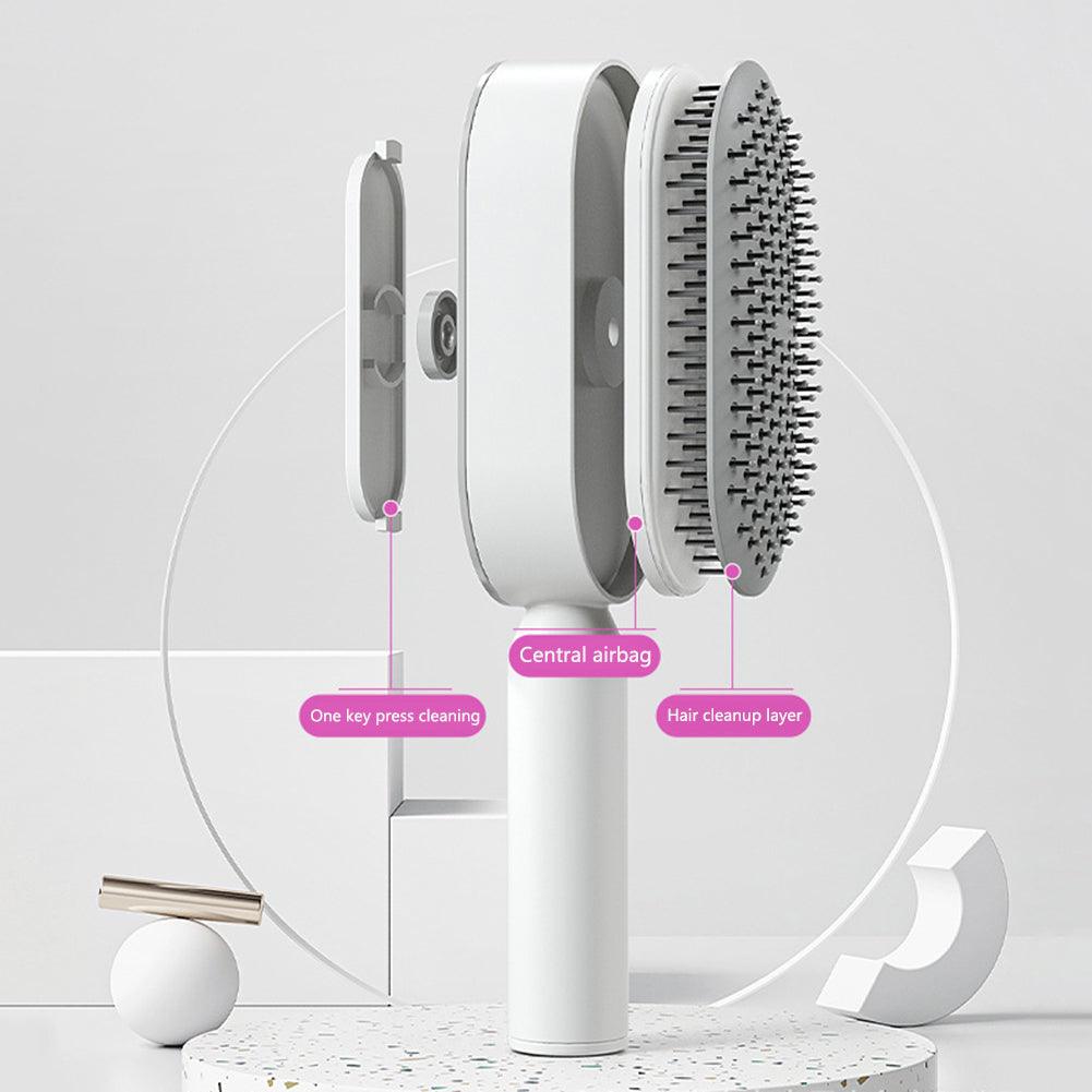 Self Cleaning Hair Brush For Women One-key Cleaning Hair Loss Airbag Massage Scalp Comb Anti-Static Hairbrush - Miami beauty1