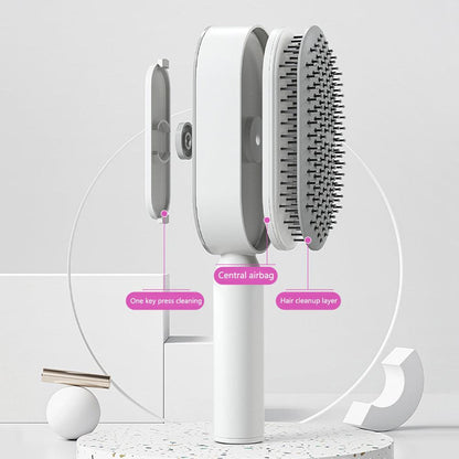 Self Cleaning Hair Brush For Women One-key Cleaning Hair Loss Airbag Massage Scalp Comb Anti-Static Hairbrush - Miami beauty1