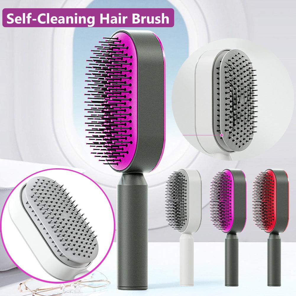 Self Cleaning Hair Brush For Women One-key Cleaning Hair Loss Airbag Massage Scalp Comb Anti-Static Hairbrush - Miami beauty1