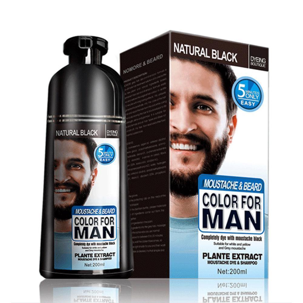 Beard Hair Color Shampoo For Men,Natural Permanent Beard DyeShampoo, Colors Hair In Minutes Long Lasting, 200ml, Black Hair DyeHaircare - Miami beauty1