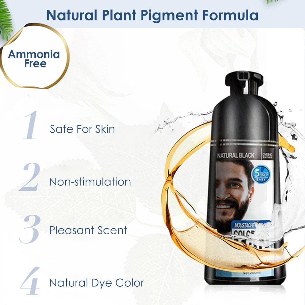 Beard Hair Color Shampoo For Men,Natural Permanent Beard DyeShampoo, Colors Hair In Minutes Long Lasting, 200ml, Black Hair DyeHaircare - Miami beauty1