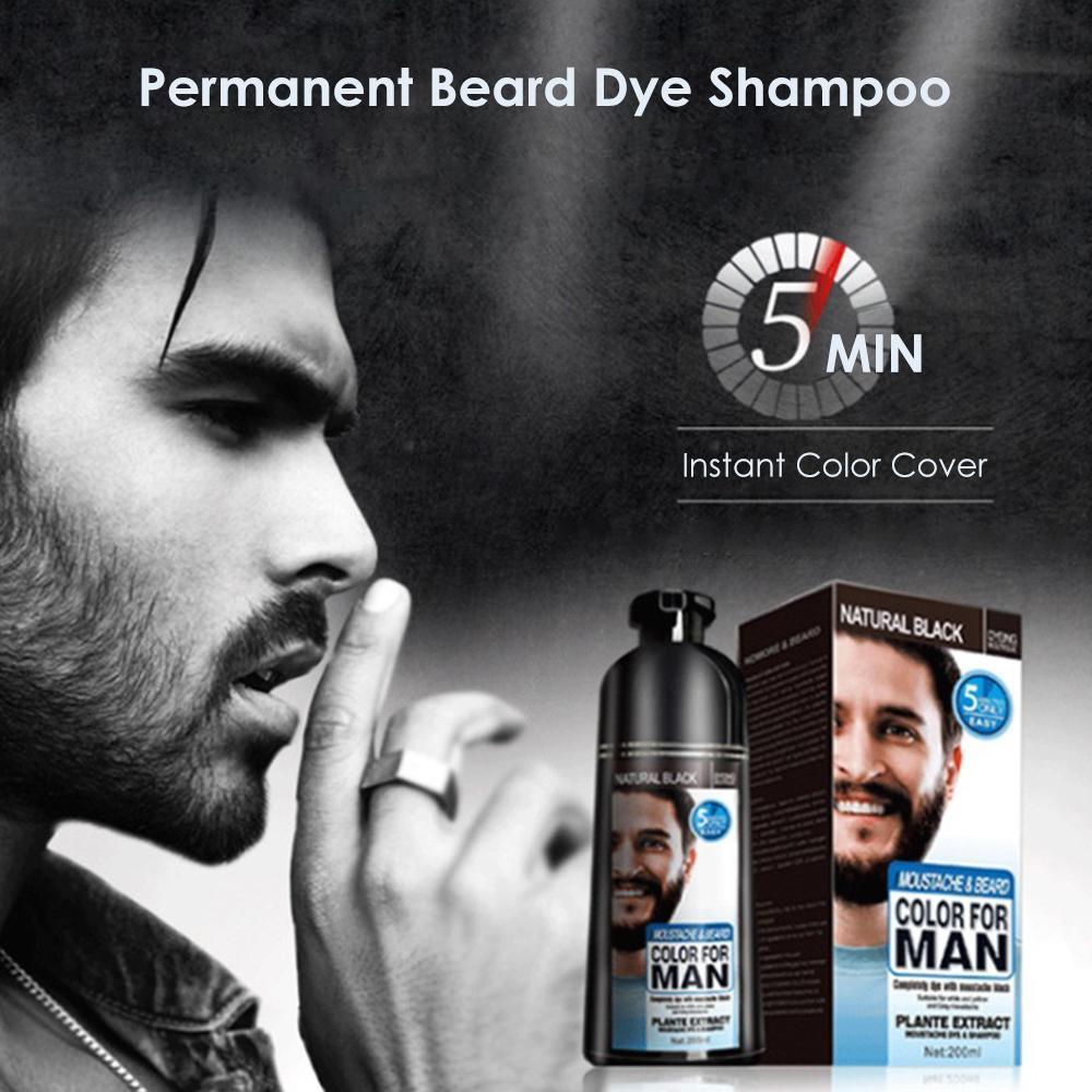 Beard Hair Color Shampoo For Men,Natural Permanent Beard DyeShampoo, Colors Hair In Minutes Long Lasting, 200ml, Black Hair DyeHaircare - Miami beauty1
