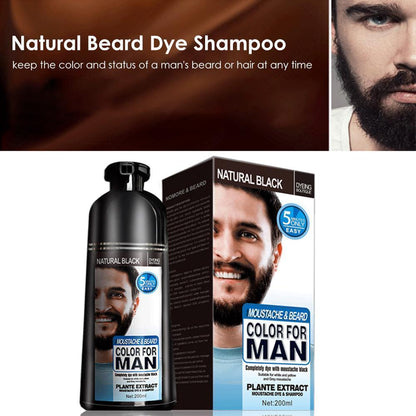 Beard Hair Color Shampoo For Men,Natural Permanent Beard DyeShampoo, Colors Hair In Minutes Long Lasting, 200ml, Black Hair DyeHaircare - Miami beauty1