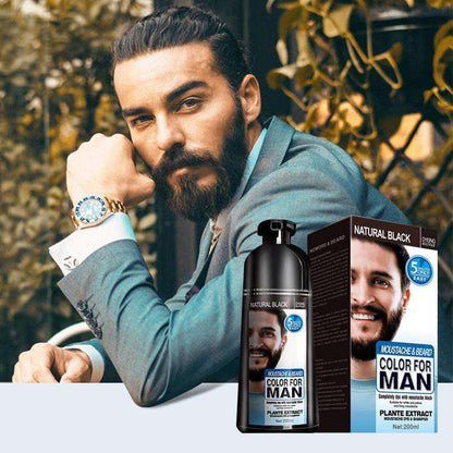 Beard Hair Color Shampoo For Men,Natural Permanent Beard DyeShampoo, Colors Hair In Minutes Long Lasting, 200ml, Black Hair DyeHaircare - Miami beauty1