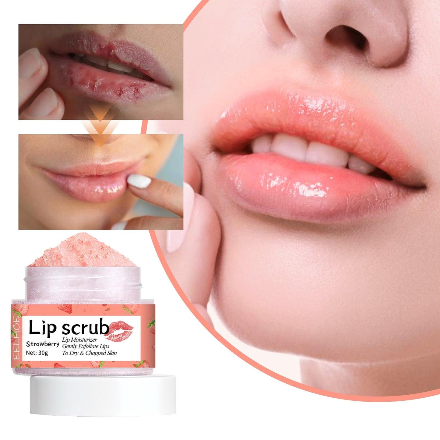 EELHOE Strawberry Lip Scrub, Moisturize Lips.