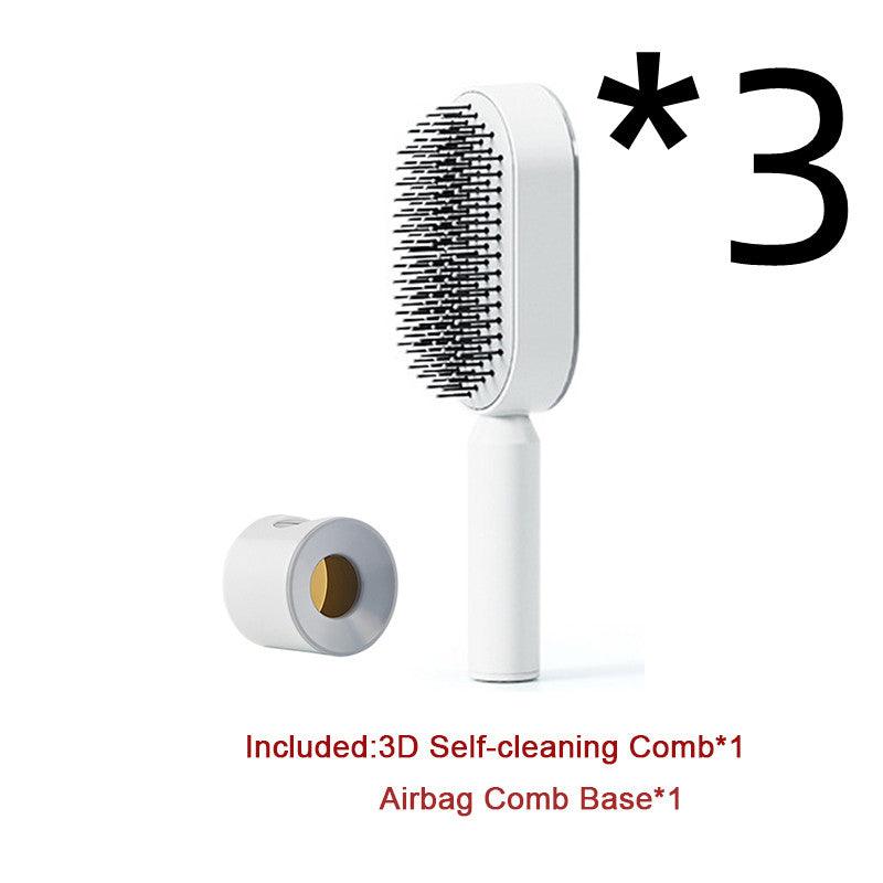 Self Cleaning Hair Brush For Women One-key Cleaning Hair Loss Airbag Massage Scalp Comb Anti-Static Hairbrush - Miami beauty1