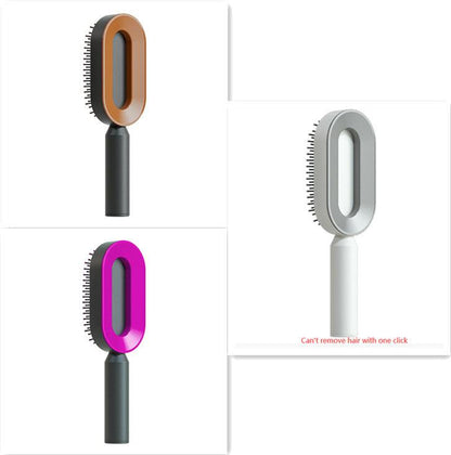 Self Cleaning Hair Brush For Women One-key Cleaning Hair Loss Airbag Massage Scalp Comb Anti-Static Hairbrush - Miami beauty1