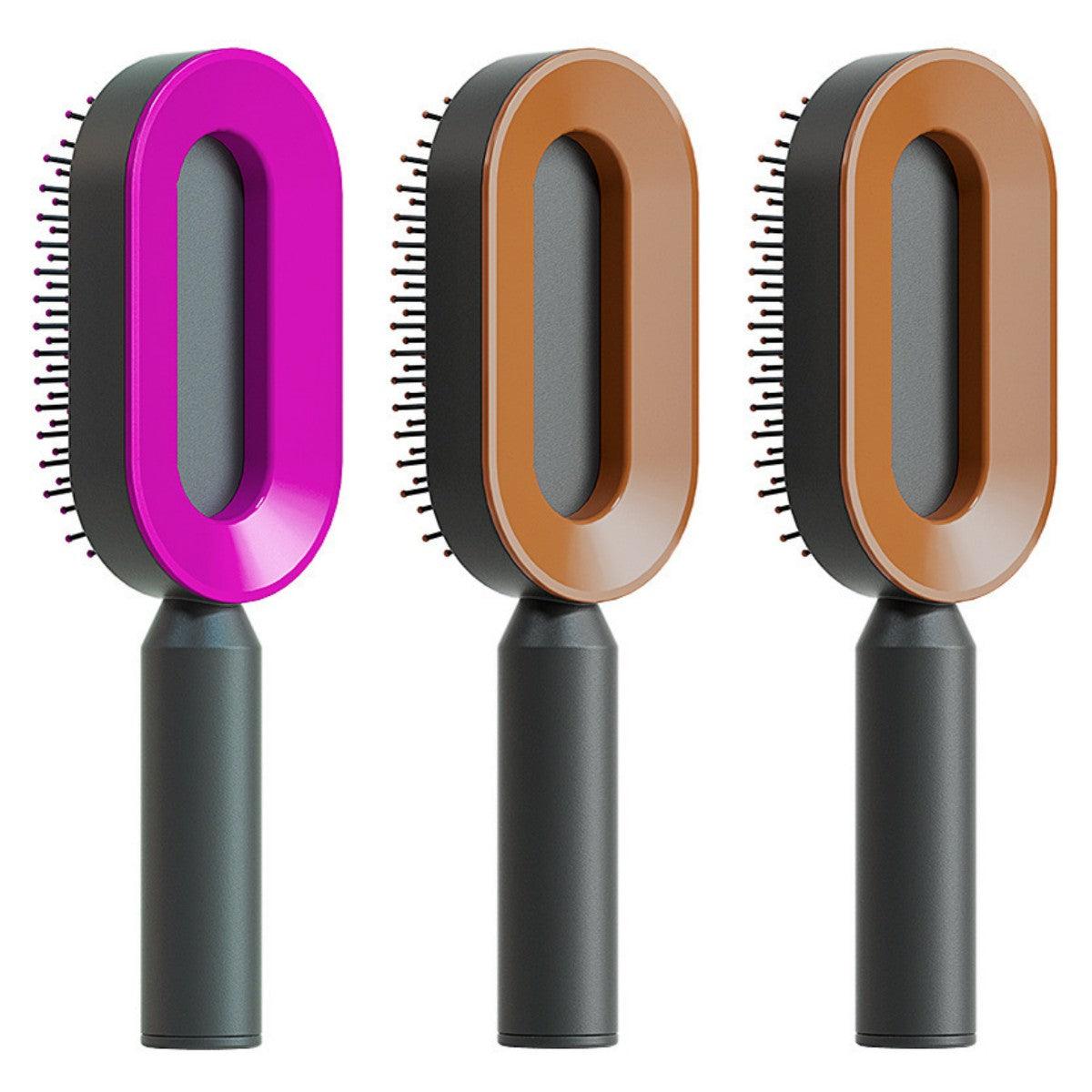 Self Cleaning Hair Brush For Women One-key Cleaning Hair Loss Airbag Massage Scalp Comb Anti-Static Hairbrush - Miami beauty1