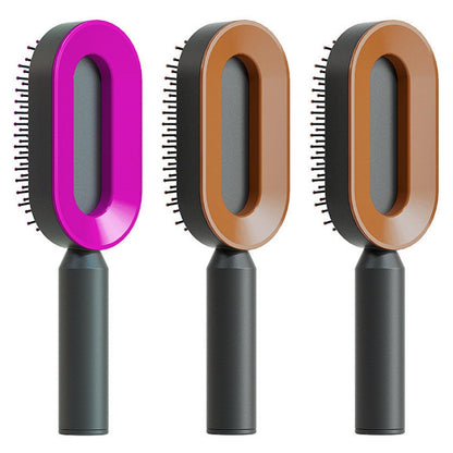 Self Cleaning Hair Brush For Women One-key Cleaning Hair Loss Airbag Massage Scalp Comb Anti-Static Hairbrush - Miami beauty1