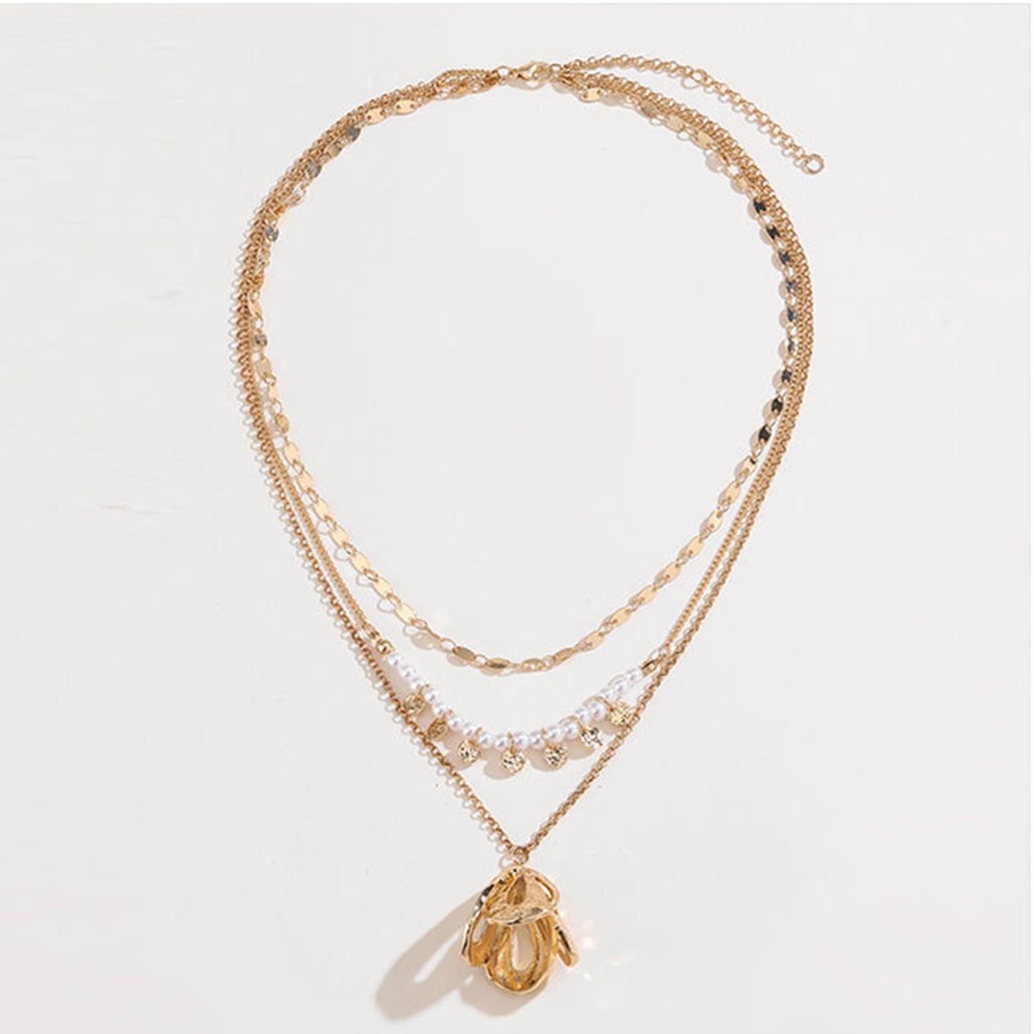 Triple-Layered Alloy Necklace - Miami beauty1