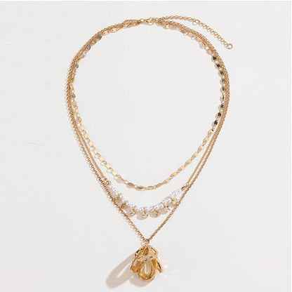 Triple-Layered Alloy Necklace - Miami beauty1