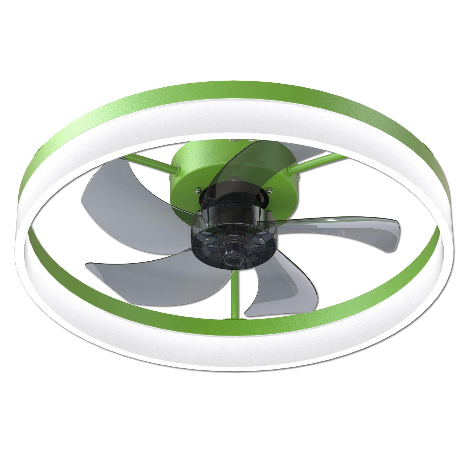 Ceiling Fans with Lights Dimmable LED Embedded installation of thin modern ceiling fans(Green) - Miami beauty1