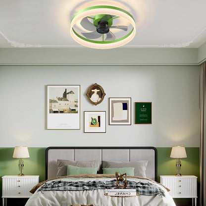 Ceiling Fans with Lights Dimmable LED Embedded installation of thin modern ceiling fans(Green) - Miami beauty1