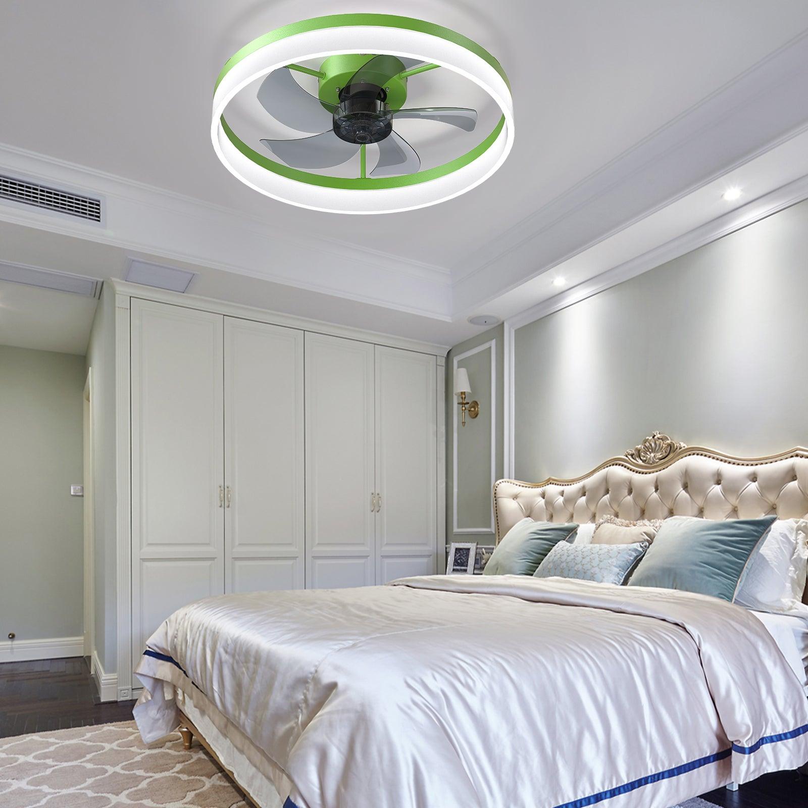 Ceiling Fans with Lights Dimmable LED Embedded installation of thin modern ceiling fans(Green) - Miami beauty1