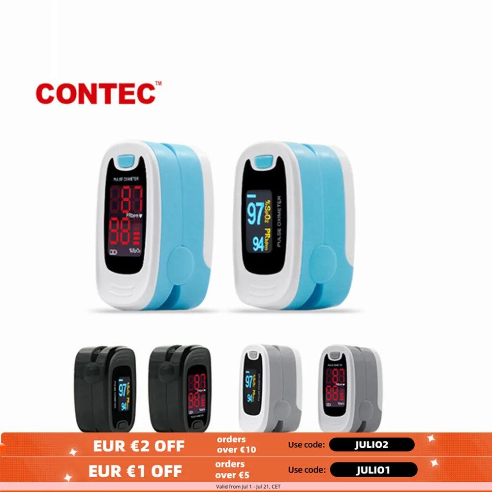 CONTEC Fingertip Pulse Oximeter Blood Oxygen Saturation SPO2 Heart Rate Monitor Tonometer Household Digital Pulse Monitor - Miami beauty1