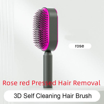 Self Cleaning Hair Brush For Women One-key Cleaning Hair Loss Airbag Massage Scalp Comb Anti-Static Hairbrush - Miami beauty1