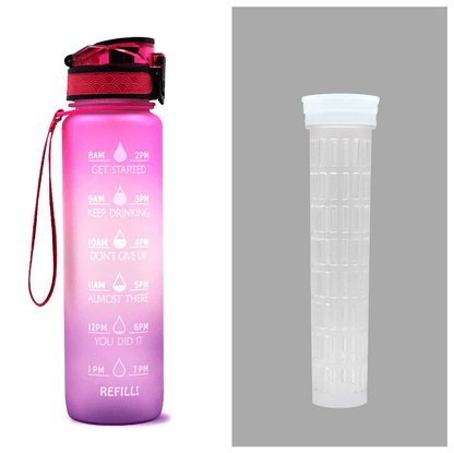 1L Tritan Water Bottle With Time Marker Bounce Cover Motivational Water Bottle Cycling Leakproof Cup For Sports Fitness Bottles - Miami beauty1