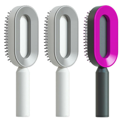 Self Cleaning Hair Brush For Women One-key Cleaning Hair Loss Airbag Massage Scalp Comb Anti-Static Hairbrush - Miami beauty1