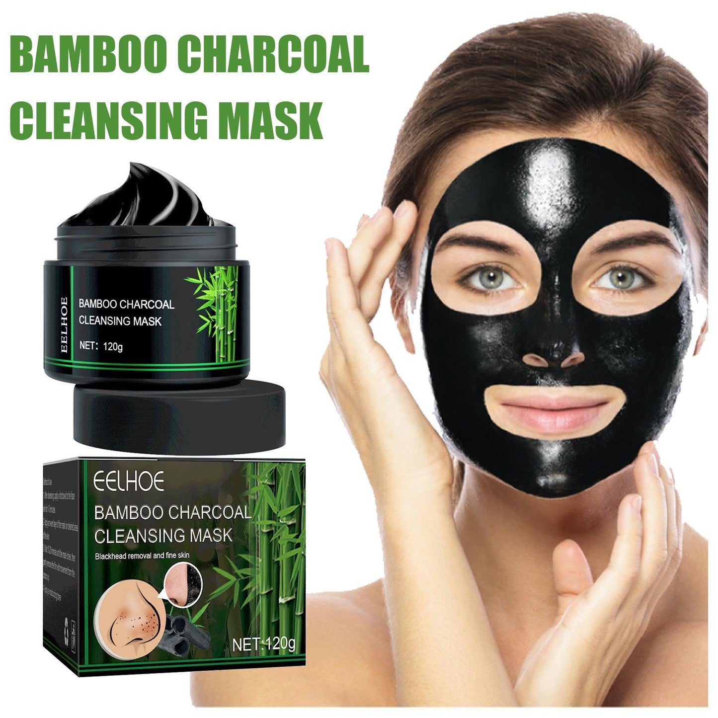 EELHOE Bamboo Charcoal Blackhead Removal Rip-Off Mask Moisturizing Blackhead Removal Acne Pore Shrinking Oil Control Mud Mask - Miami beauty1