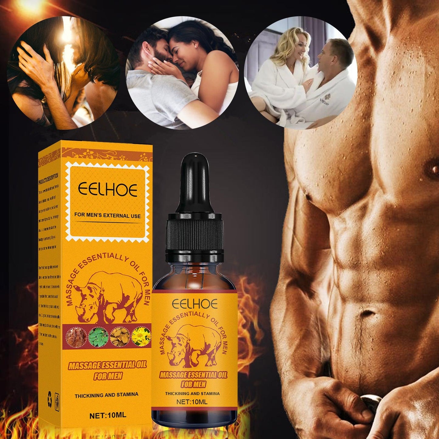 EELHOE Men's Massage Essential Oil, Men's Strength Body Exercise Care Massage Care Essential Oil - Miami beauty1