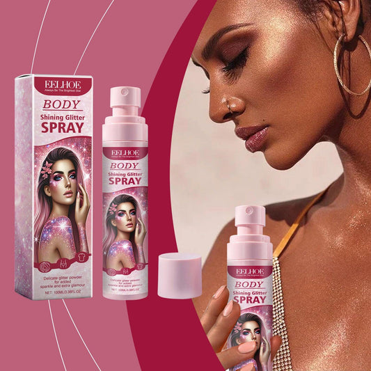 Eelhoe Stage Makeup Glitter Spray Facial Clavicle Brightening Glitter Natural Stereoscopic Long-Lasting Highlighter Spray - Miami beauty1