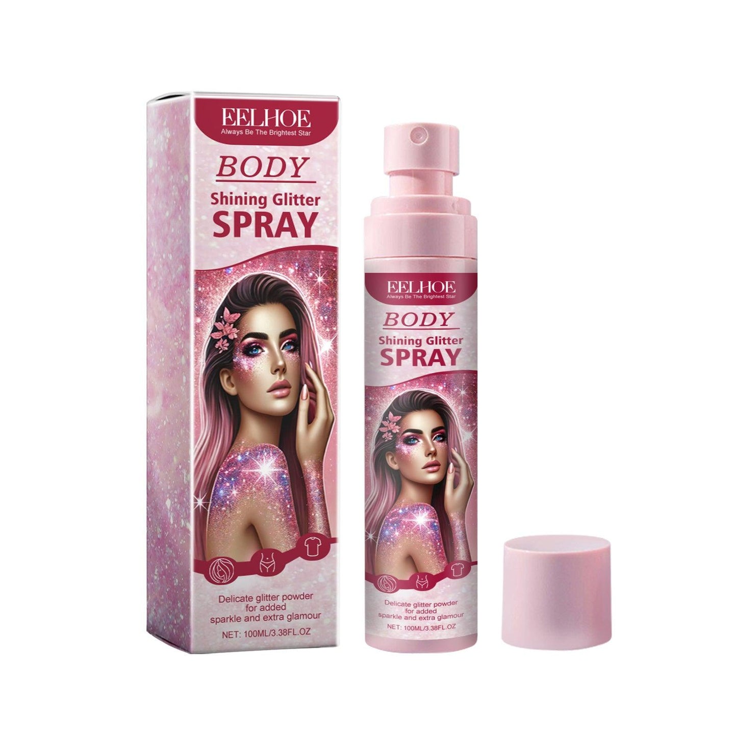 Eelhoe Stage Makeup Glitter Spray Facial Clavicle Brightening Glitter Natural Stereoscopic Long-Lasting Highlighter Spray - Miami beauty1