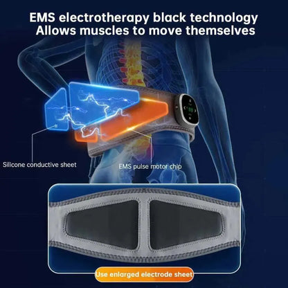 EMS Pulse Massage 16 Levels Keep Warm Waist Support Belt Heat Compress Pain Relief Electric Portable Back Waist Massager - Miami beauty1