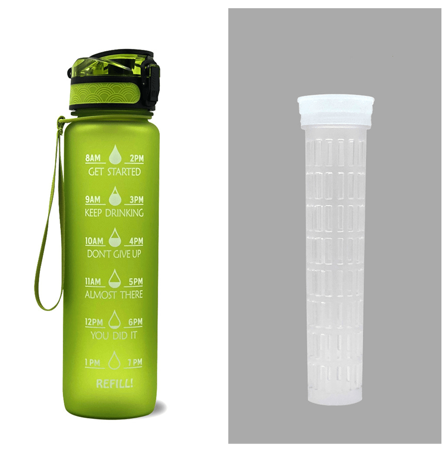 1L Tritan Water Bottle With Time Marker Bounce Cover Motivational Water Bottle Cycling Leakproof Cup For Sports Fitness Bottles - Miami beauty1