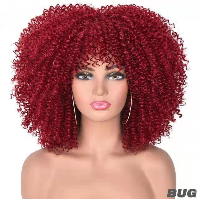 Female Hair African Small Curly Hair Explosion Head Black Chemical Fiber Wig Full Head Set - Miami beauty1