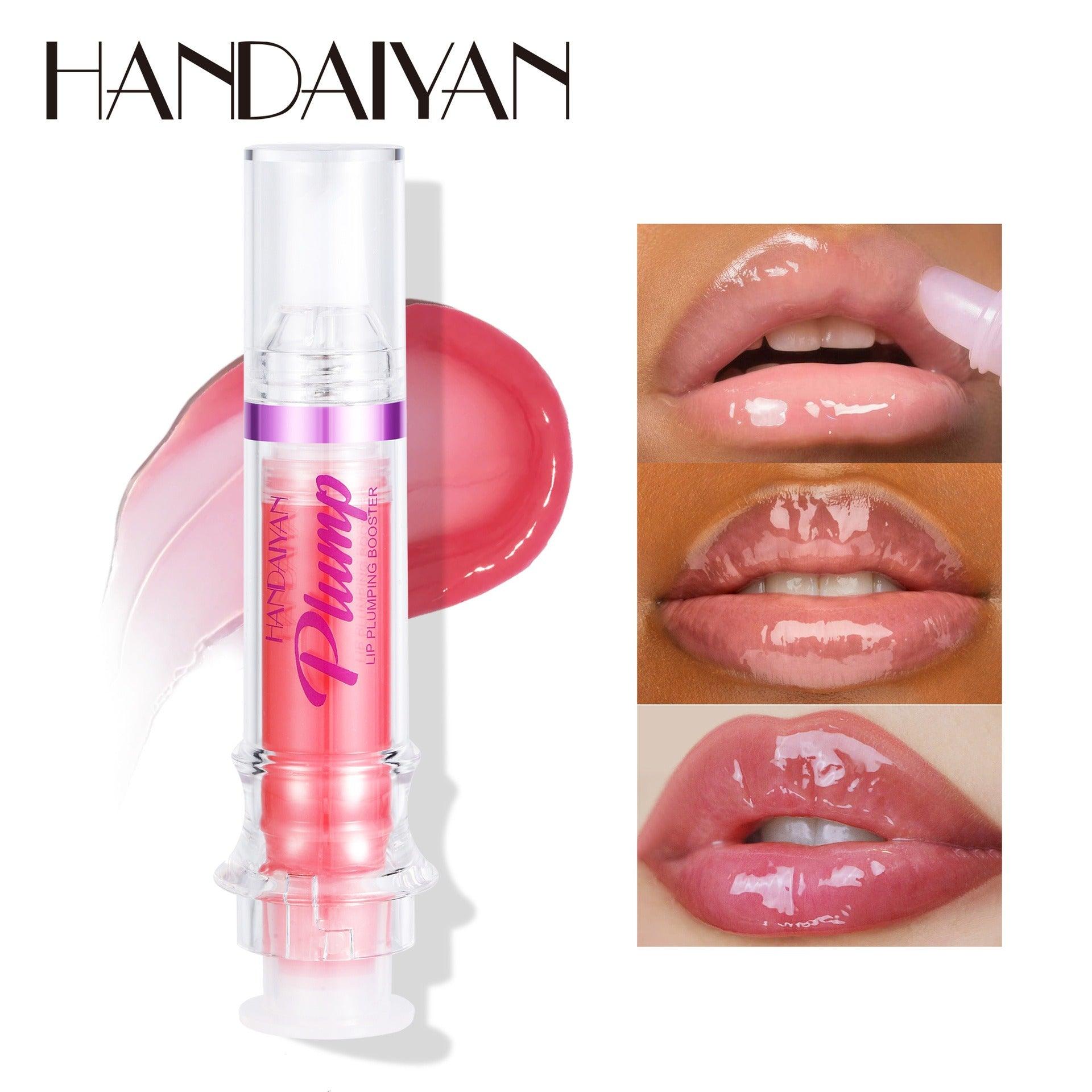 HANDAIYAN PLUMP & POUT Lip Plumping Booster Gloss, High Shine for Plumper Looking Lips,Extreme Shine Crystal Volume Lip Oil - Miami beauty1