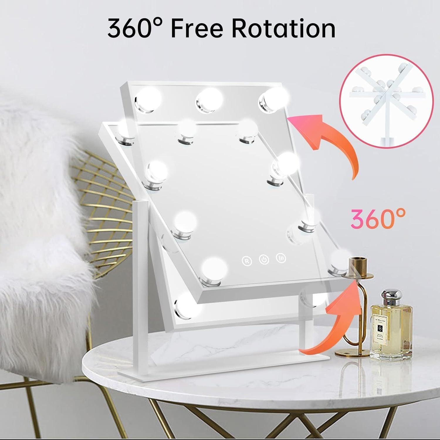 Hollywood Lighted Makeup Mirror, Lighted Vanity Mirror With 9 Dimmable Bulbs And 3 Color Lighting Modes, Smart Touch Control, Plug In Light Up Mirror, Gift - Miami beauty1