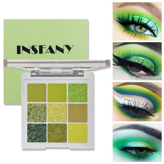 INSFANY eye shadow avocado jam green eye shadow nine-square eye shadow palette brightens the eyes - Miami beauty1