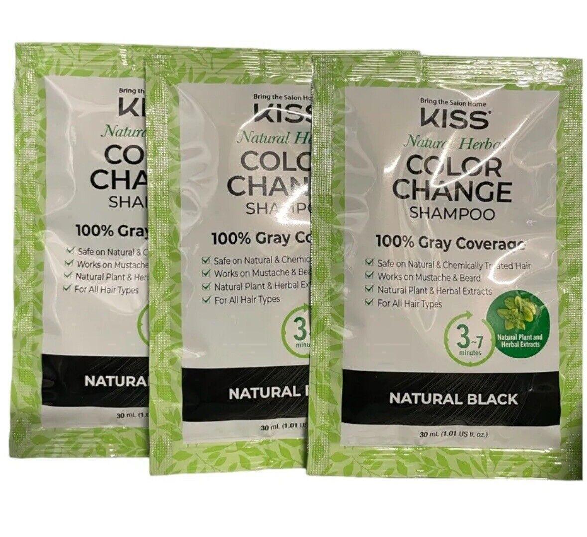 Kiss Quick Cover Color Shampoo - Natural Black ( 3 Pack ) - Miami beauty1