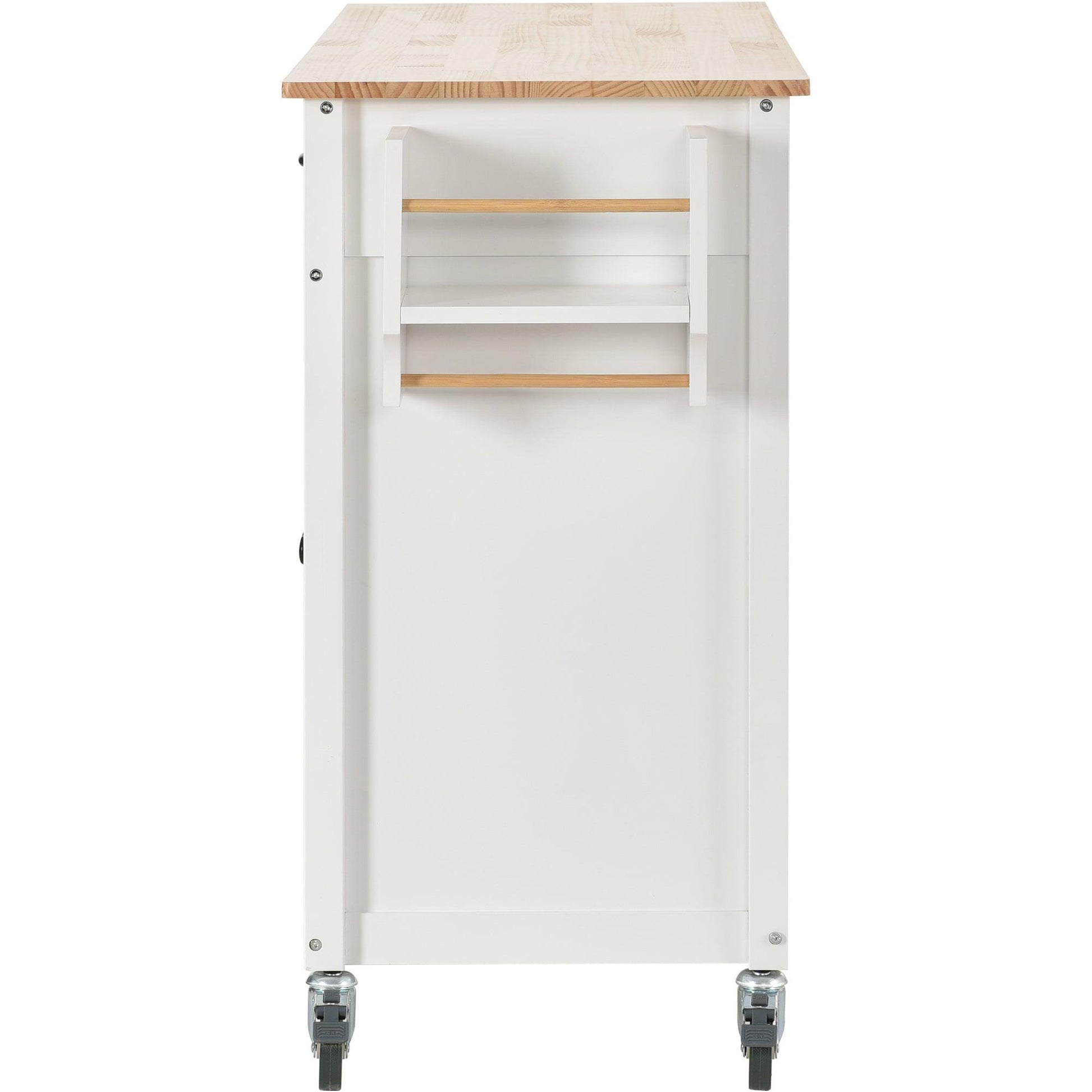 Kitchen Island Cart with Solid Wood Top and Locking Wheels 54.3 Inch Width (White) - Miami beauty1