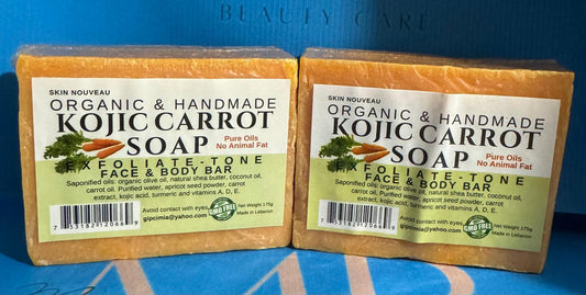 KOJIC CARROT SOAP ORGANIC HANDMADE FACE&BODY 2BAR PURE OILS 137g - Miami beauty1