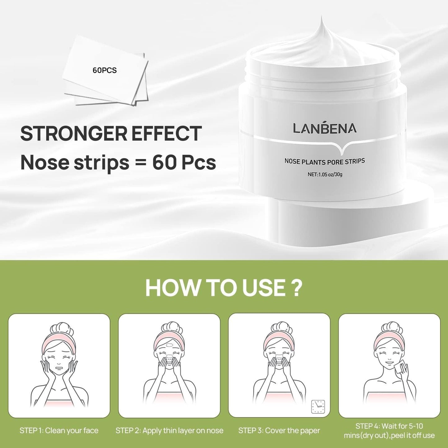 LANBENA Puntos Negros, Blackhead Mask Pore Strips, Deep Cleansing For All Skin Types, Unisex - Miami beauty1