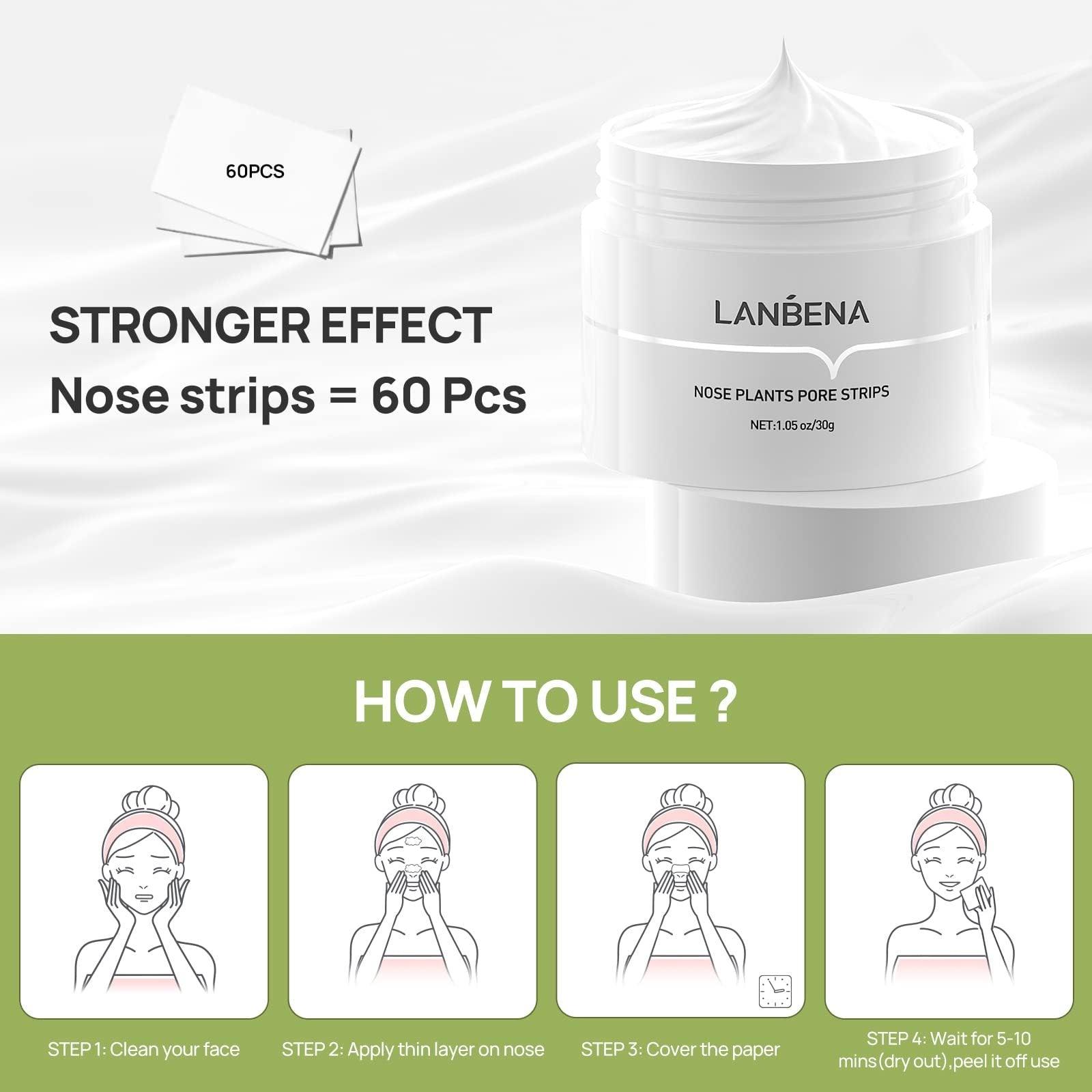 LANBENA Puntos Negros, Blackhead Mask Pore Strips, Deep Cleansing For All Skin Types, Unisex - Miami beauty1