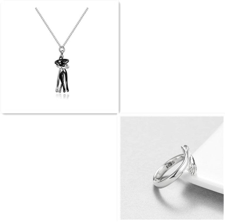 Love Hug Necklace Unisex Men Women Couple Jewelry Simple Temperament Clavicle Chain Valentines Day Lover Gift - Miami beauty1