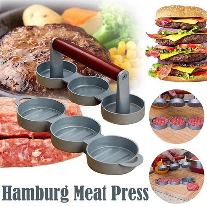 Mini Burger Press Slider Patty Wood Handle Hamburger Press Burger Press Maker Grill BBQ Party Maker Meat Press Kitchen Gadgets - Miami beauty1