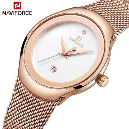 NAVIFORCE Watch Women Fashion Dress Quartz Watches Lady Stainless Steel Waterproof Wristwatch Simple Girl Clock Relogio Feminino - Miami beauty1