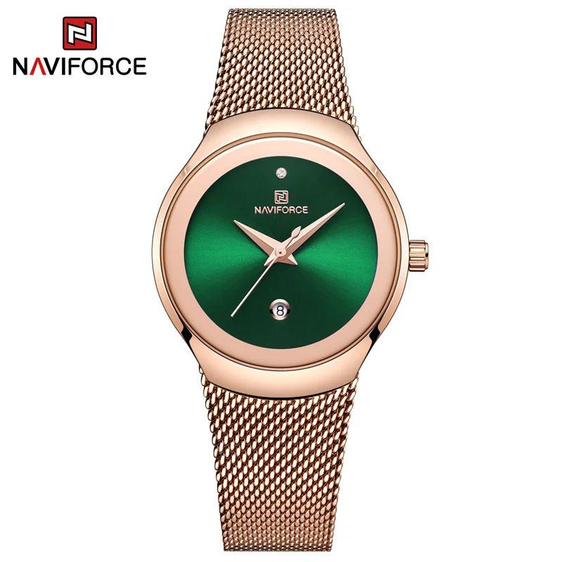 NAVIFORCE Watch Women Fashion Dress Quartz Watches Lady Stainless Steel Waterproof Wristwatch Simple Girl Clock Relogio Feminino - Miami beauty1