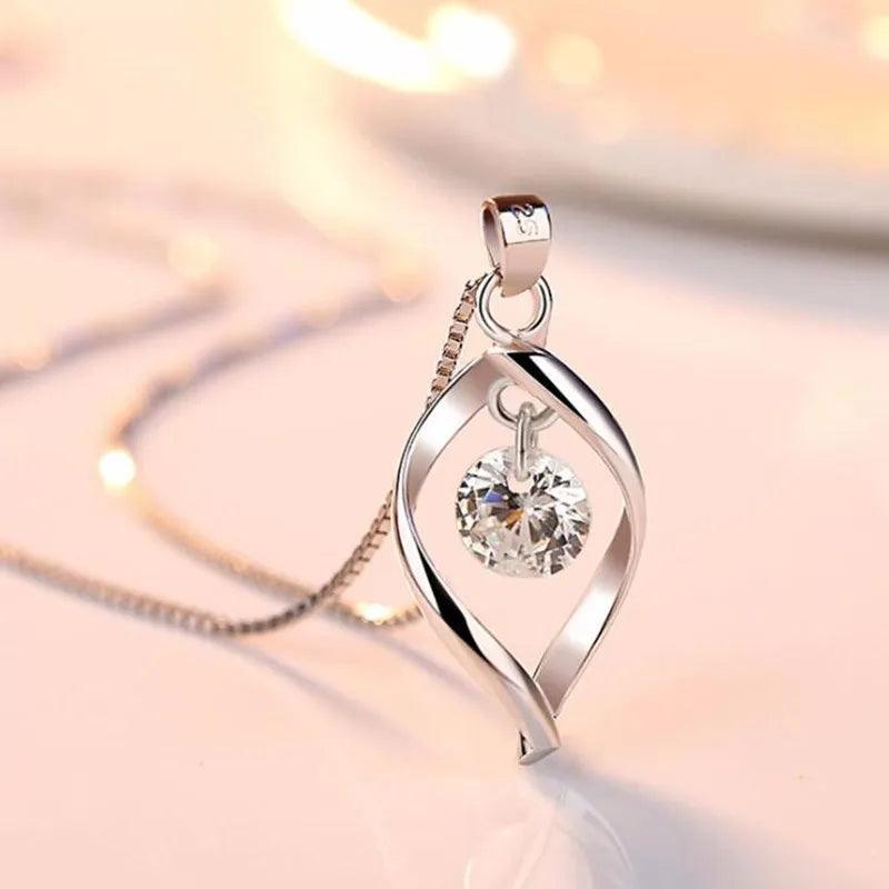 NEHZY 925 sterling silver women's fashion new jewelry high quality crystal zircon retro simple pendant necklace long 45CM - Miami beauty1