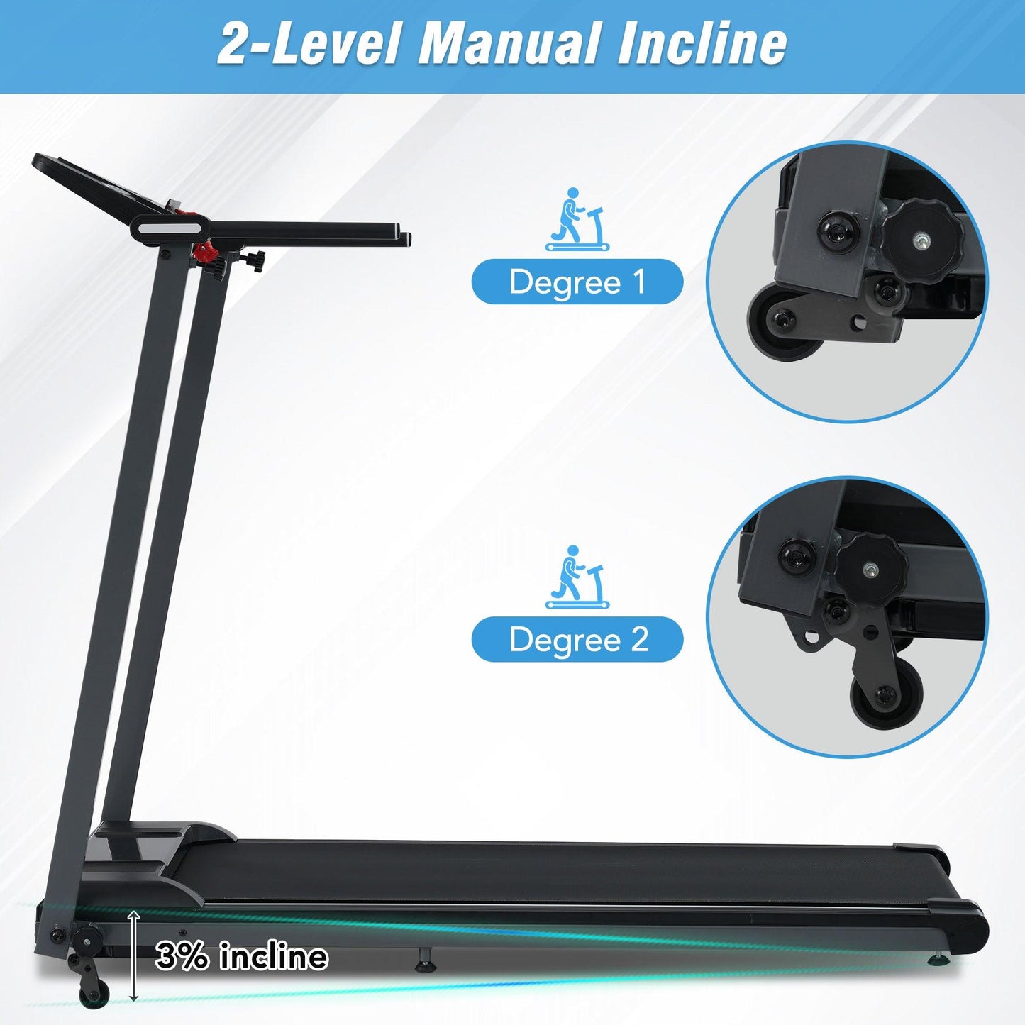 NEW Folding Treadmills Walking Pad Treadmill for Home Office -2.5HP Walking Treadmill With Incline Bluetooth Speaker - Miami beauty1