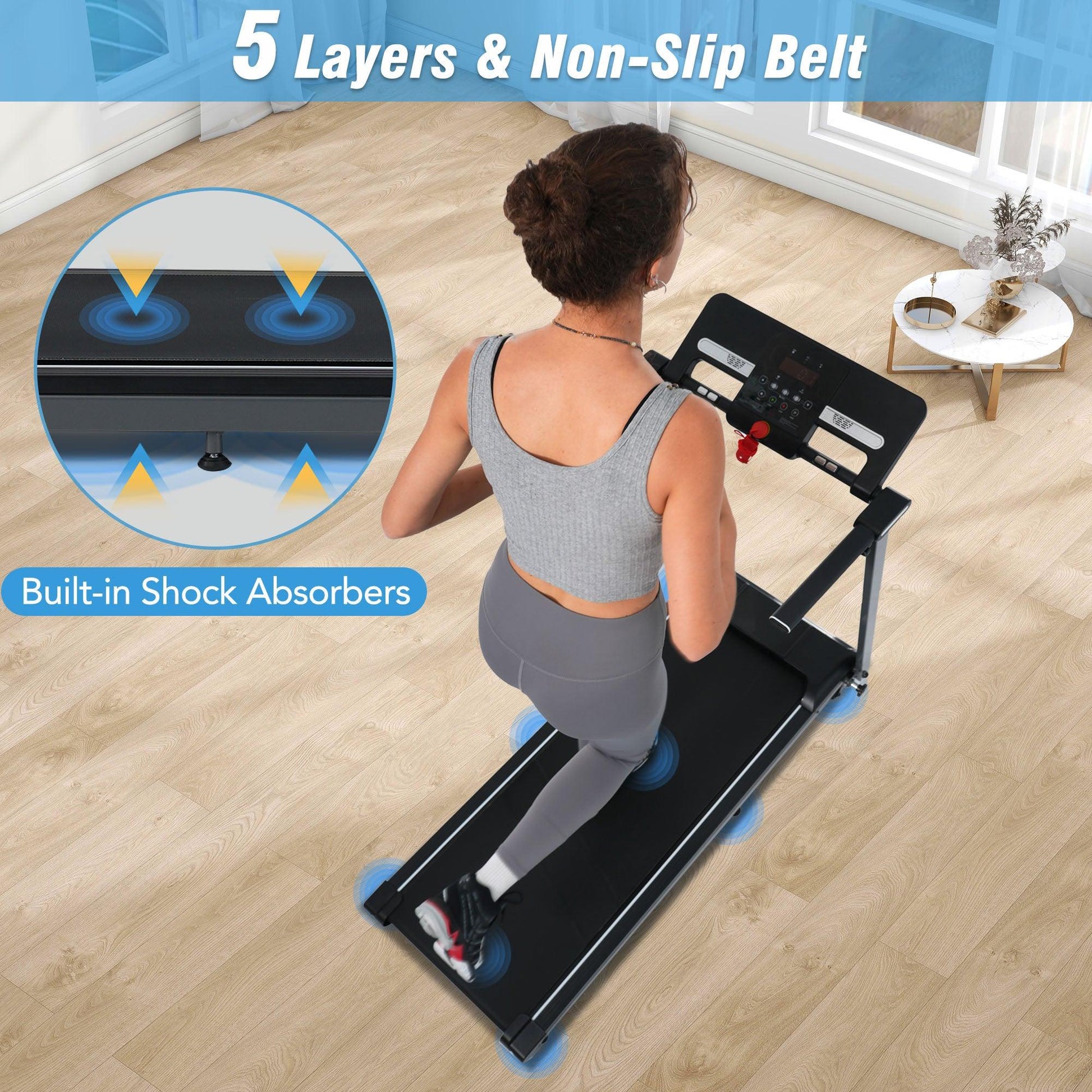 NEW Folding Treadmills Walking Pad Treadmill for Home Office -2.5HP Walking Treadmill With Incline Bluetooth Speaker - Miami beauty1