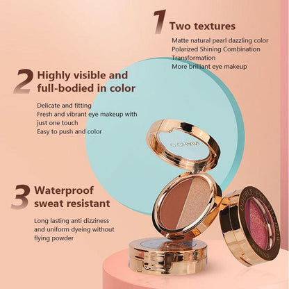 O'CHAIN Pearlescent two-color eyeshadow Matte lipstick does not fade and does not stick to the cup powdery delicate eyeshadow palette - Miami beauty1