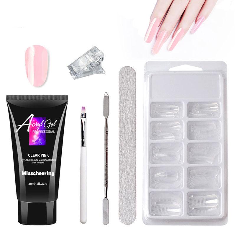 Painless Extension Gel Nail Art Without Paper Holder Quick Model Painless Crystal Gel Set - Miami beauty1