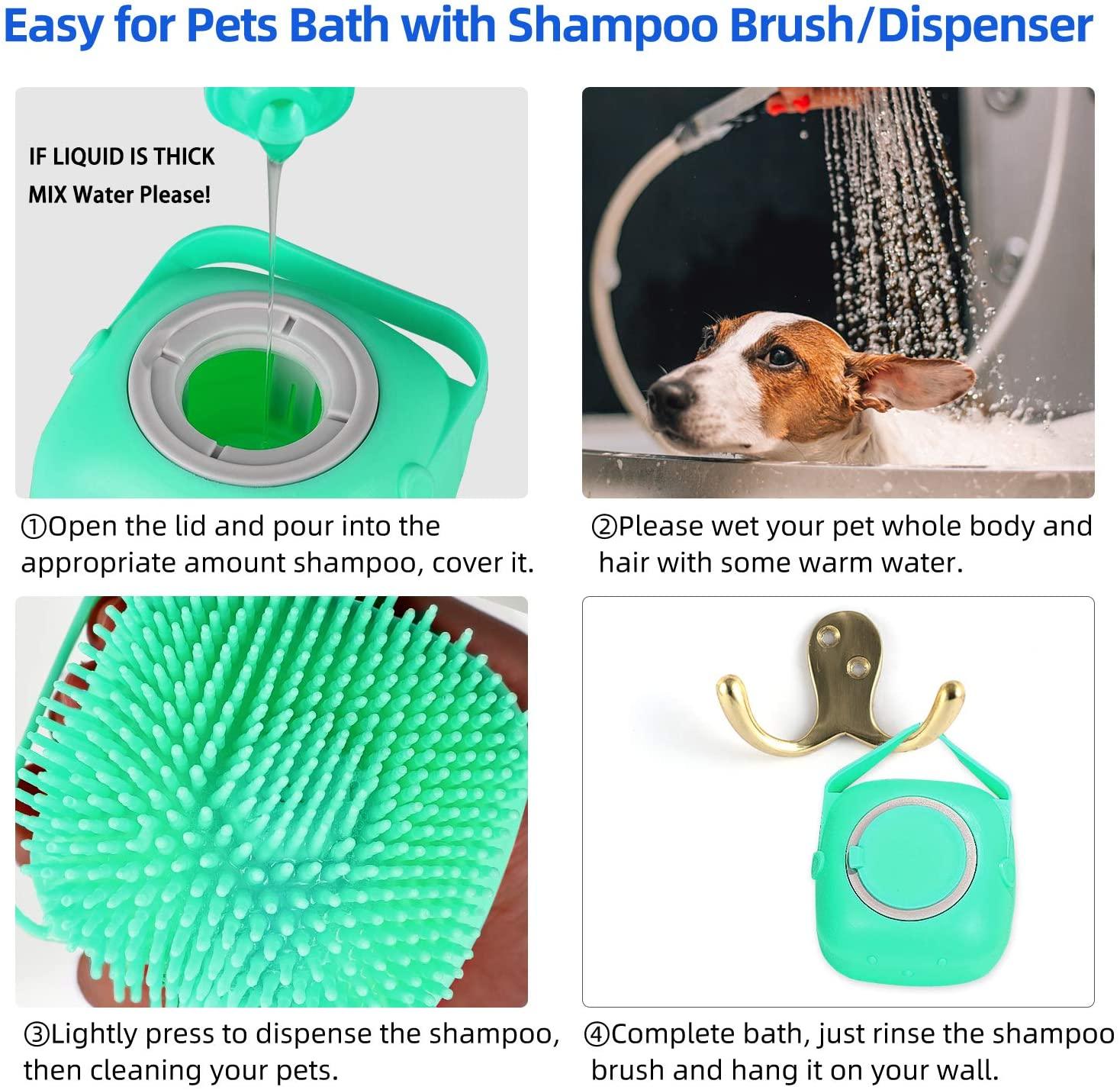 Pet Dog Shampoo Massager Brush Cat Massage Comb Grooming Scrubber Shower Brush For Bathing Short Hair Soft Silicone Brushes - Miami beauty1